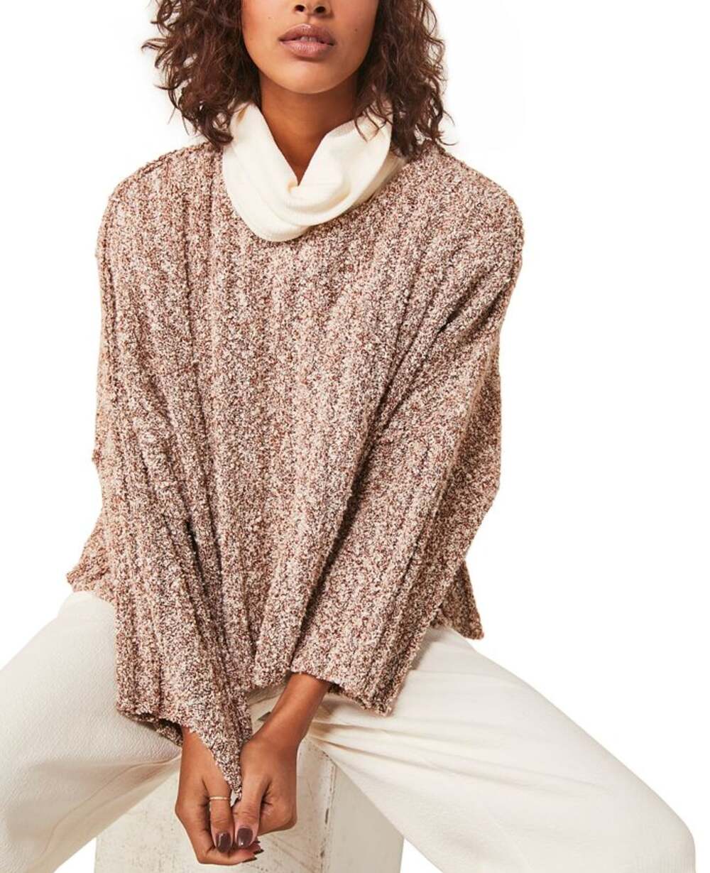 FREE PEOPLE Good Day Pullover Sweater Marled Pink {G30}